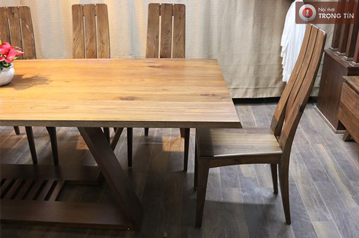 Bộ bàn ghế họp gỗ Óc Chó - 6 ghế mặt gỗ